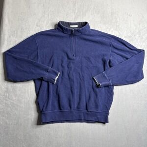 Peter Millar Top Men's‎ M 1/4 Zip Pullover Sweater Cotton Blue Golf Soft